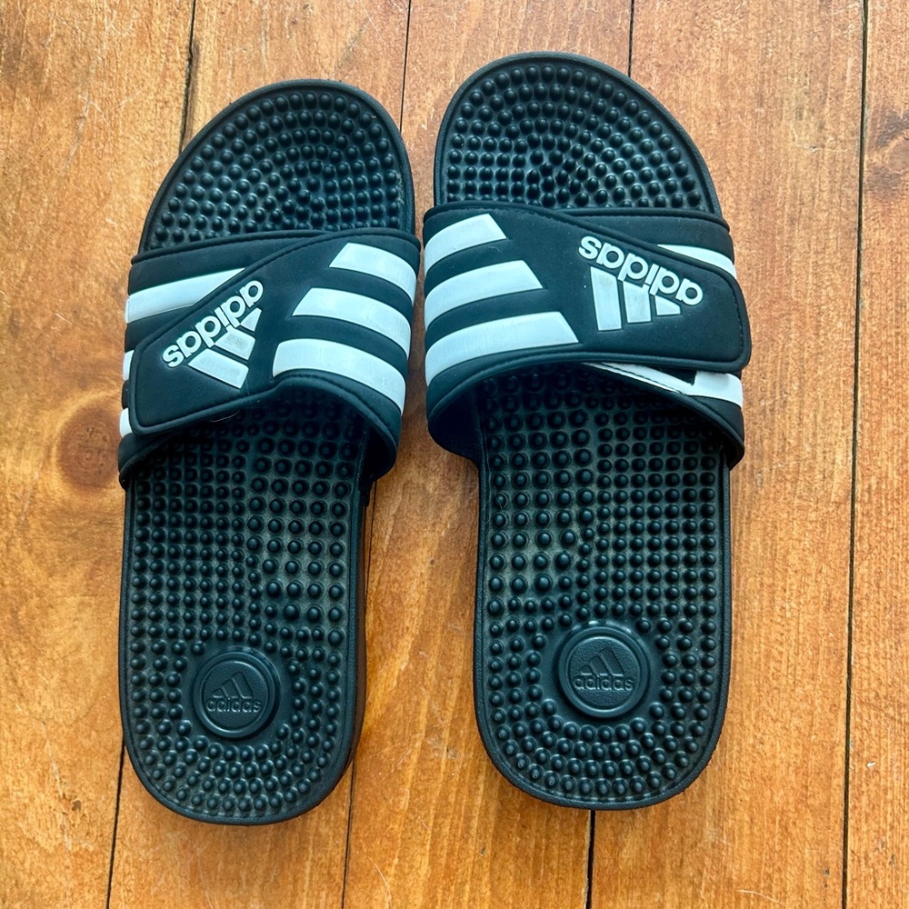 Adidas Black and White Adissage Slides